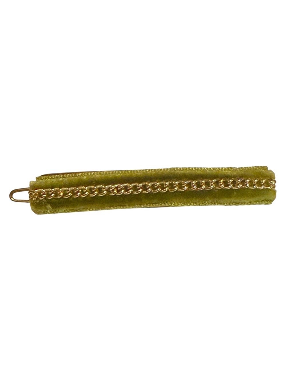 Velvet Chain Hair Clip in Olive Green‎